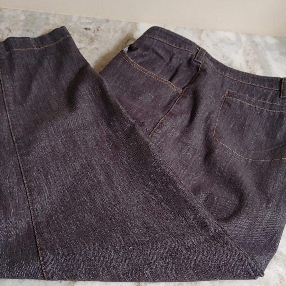 Tilley Gray Black Chambray Jeans Cropped 16